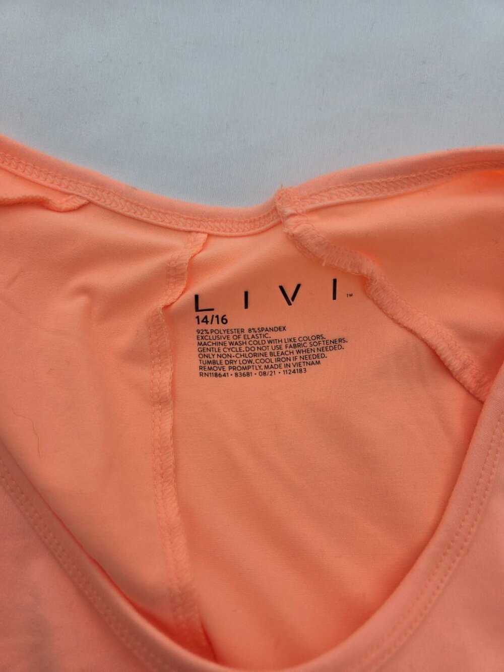 NWT LIVI Active Long Sleeve Training Top | Sherbert Orange with Thumbholes 14/16 - Picture 5 of 7